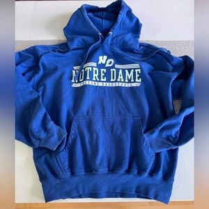 Notte Dame Cobalt Blue Hoodie Hooded Sweatshirt Heavyweight Cotton Sz Large